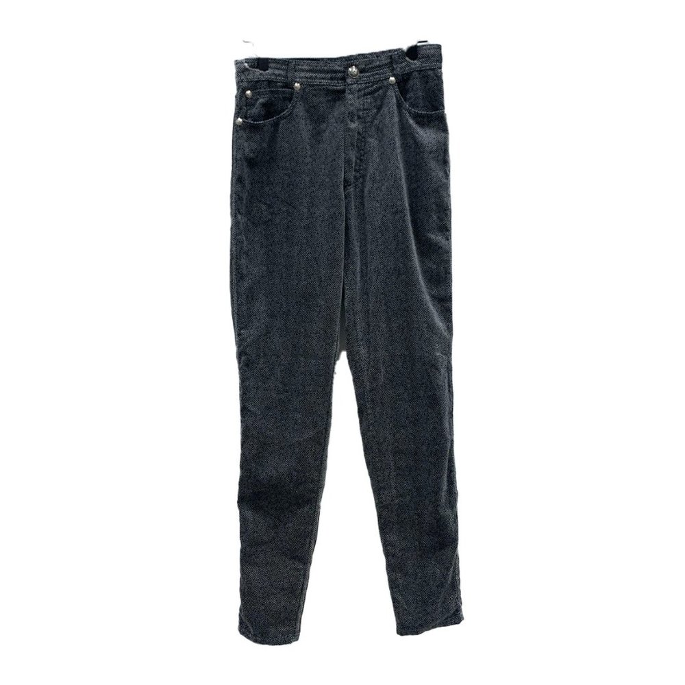 Vintage Gianni Versace Black Gray Soft Stretchy Trouser Jeans 30 Velveteen Look